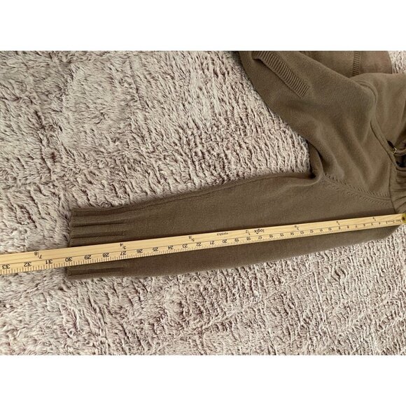 Karen Scott Womens Tan Zip-Up Cardigan Sweater Large Cotton Blend With Pockets & - Picture 9 of 16